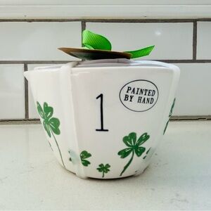 Rae Dunn Green and White Ceramic Measuring Cups